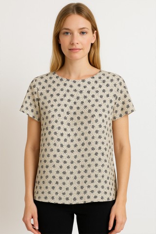 Camisa vintage blanco roto flores negras - Ropa mujer SusiSweetdress