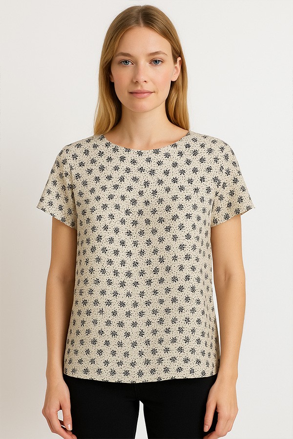 Camisa vintage blanco roto flores negras - Ropa mujer SusiSweetdress