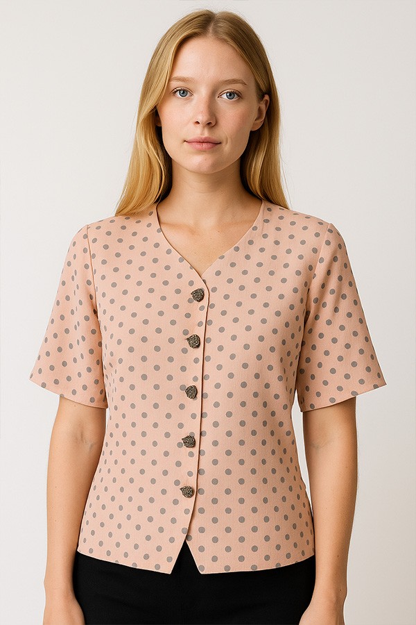 Camisa vintage rosa palo topos lavanda - Ropa mujer SusiSweetdress