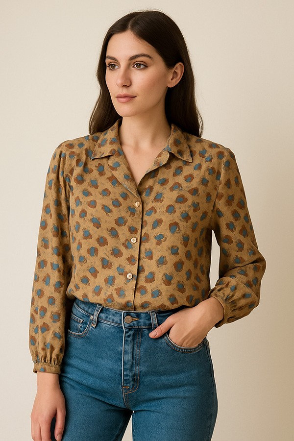 Camisa vintage beige floreada - Ropa mujer SusiSweetdress