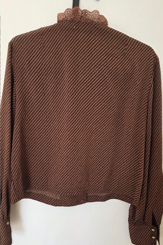 Camisa vintage marrón rayas negras - Ropa mujer SusiSweetdress