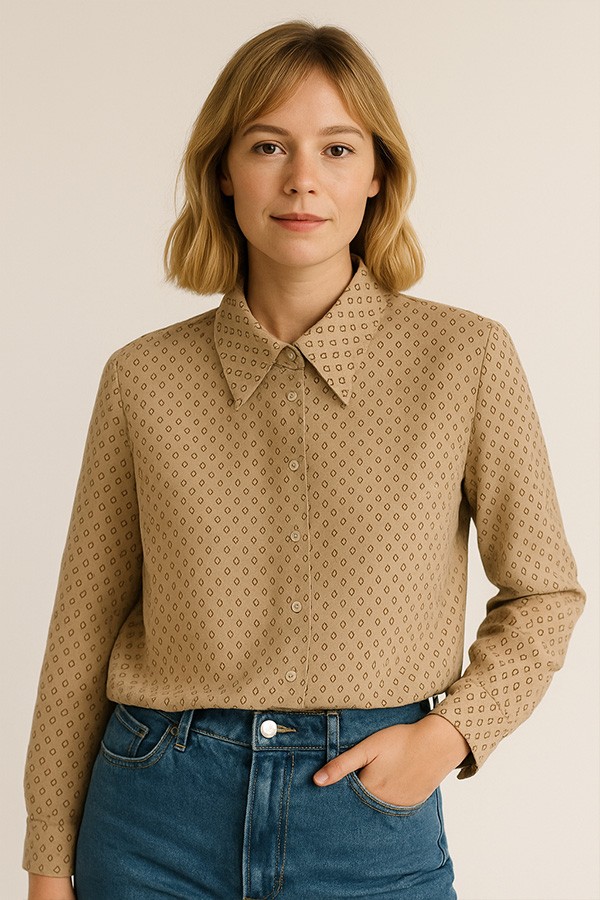 Camisa vintage beige estampado - Ropa mujer SusiSweetdress