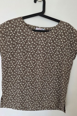 Camisa vintage marrón flores blancas - Ropa mujer SusiSweetdress