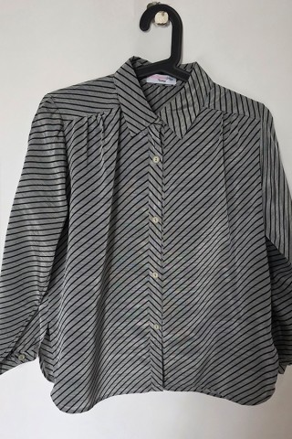 Camisa vintage gris plata rayas negras - Ropa mujer SusiSweetdress
