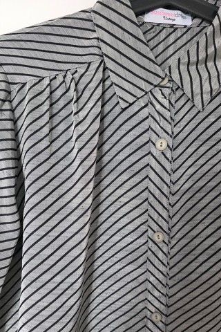 Camisa vintage gris plata rayas negras - Ropa mujer SusiSweetdress