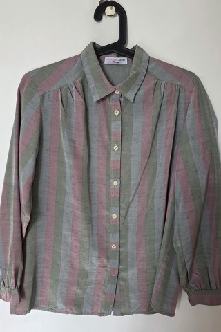 Camisa vintage rayas rosa verde gris - Ropa mujer SusiSweetdress