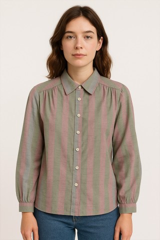 Camisa vintage rayas rosa verde gris - Ropa mujer SusiSweetdress