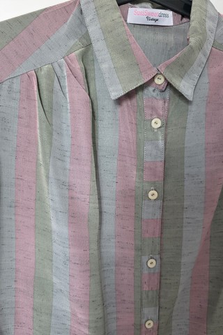 Camisa vintage rayas rosa verde gris - Ropa mujer SusiSweetdress