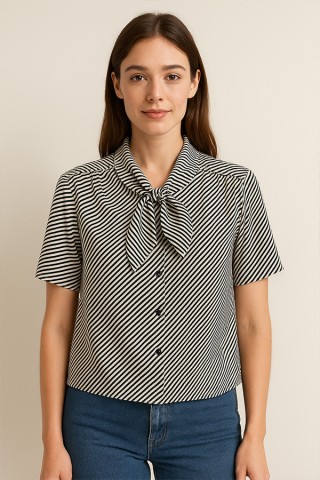 Camisa vintage rayas negro blanco - Ropa mujer SusiSweetdress