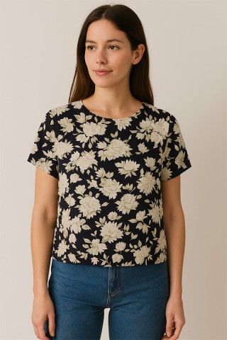 Camisa vintage negra floreada - Ropa mujer SusiSweetdress