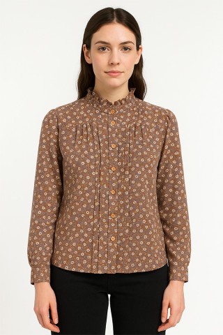Camisa vintage taupe floreada - Ropa mujer SusiSweetdress