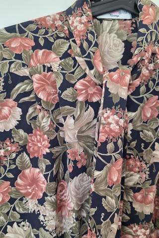 Camisa vintage azul noche floreada - Ropa mujer SusiSweetdress