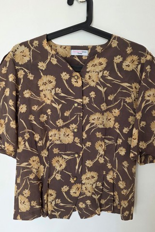 Camisa vintage marrón flores ocre - Ropa mujer SusiSweetdress