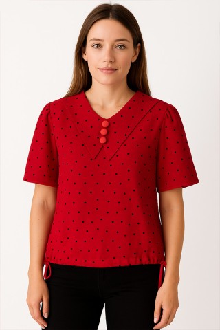 Camisa vintage roja con puntos negros - Ropa mujer SusiSweetdress