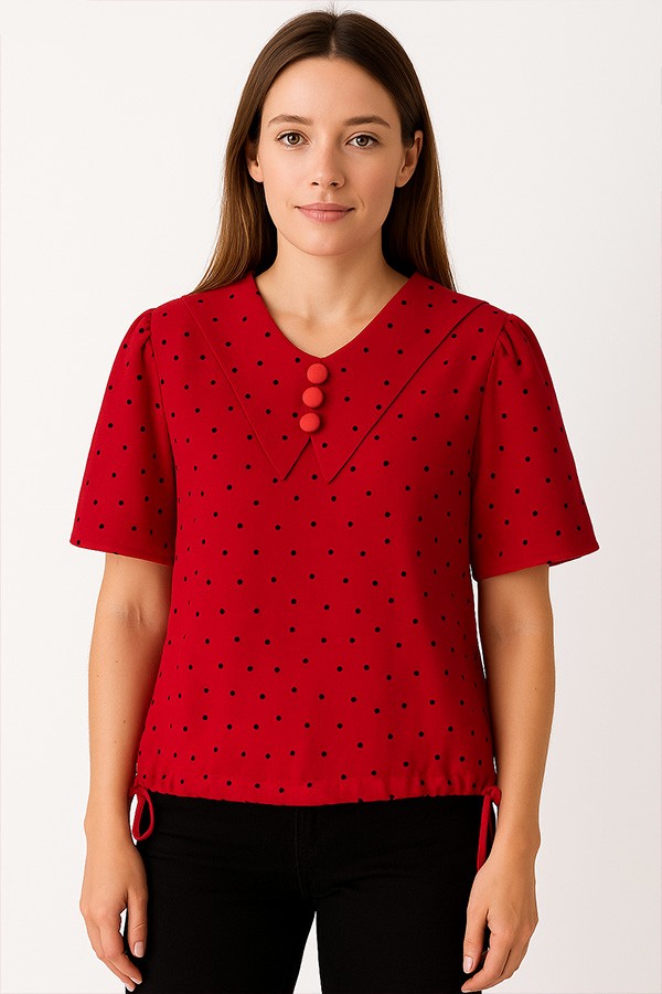 Camisa vintage roja con puntos negros - Ropa mujer SusiSweetdress