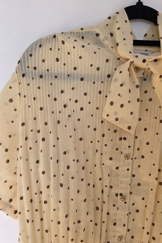 Camisa vintage beis con puntos marrones - Ropa mujer SusiSweetdress