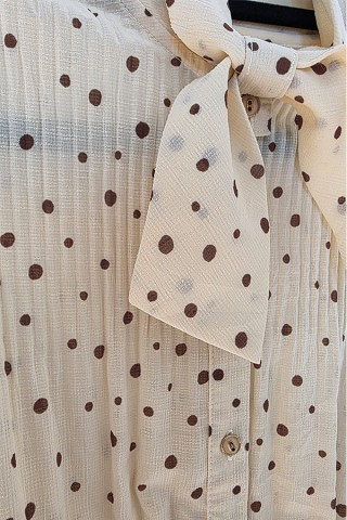 Camisa vintage beis con puntos marrones - Ropa mujer SusiSweetdress