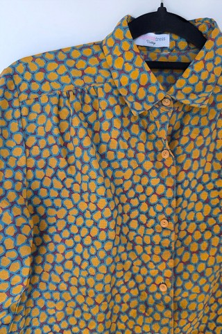 Camisa vintage con estampado ocre - Ropa mujer SusiSweetdress