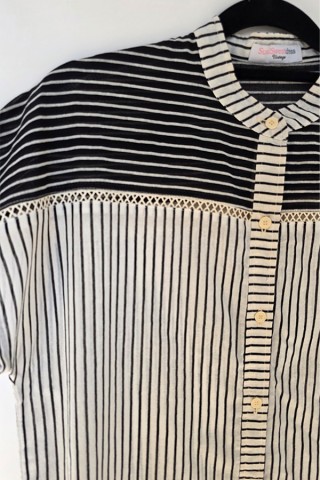 Camisa vintage blanca con rayas negras- Ropa mujer SusiSweetdress