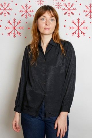 Camisa vintage negra hojitas - Ropa mujer SusiSweetdress