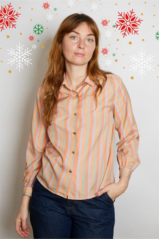 Camisa vintage salmón rayas - Ropa mujer SusiSweetdress