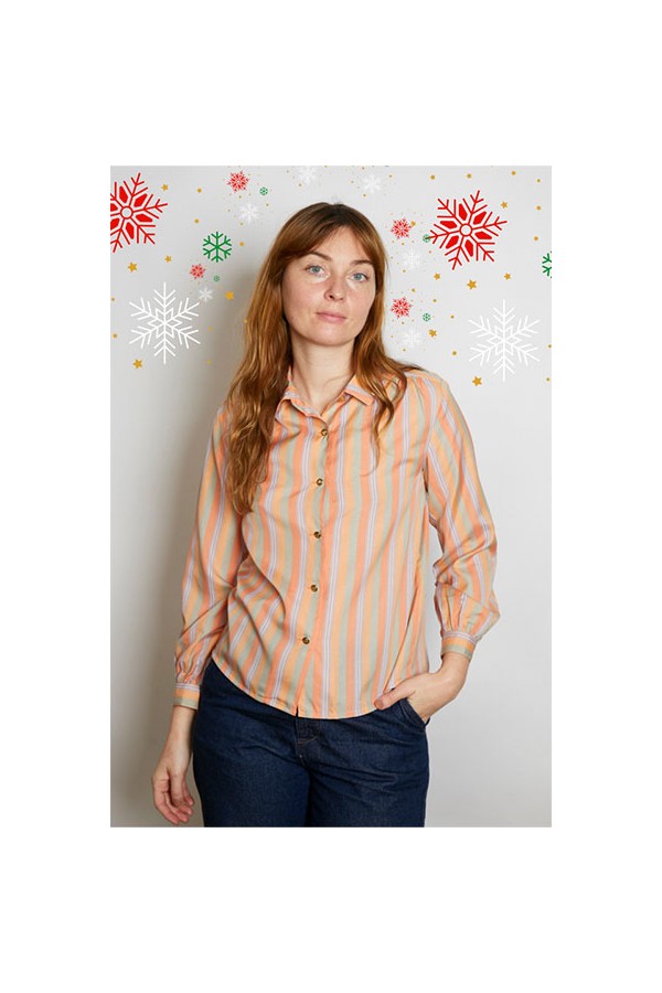Camisa vintage salmón rayas - Ropa mujer SusiSweetdress
