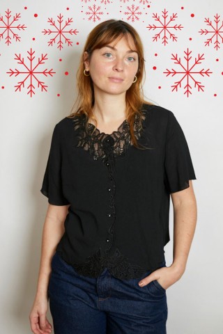 Camisa vintage negra encaje- Ropa mujer SusiSweetdress