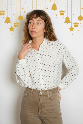 Camisa vintage blanca lunares negros - Ropa mujer SusiSweetdress