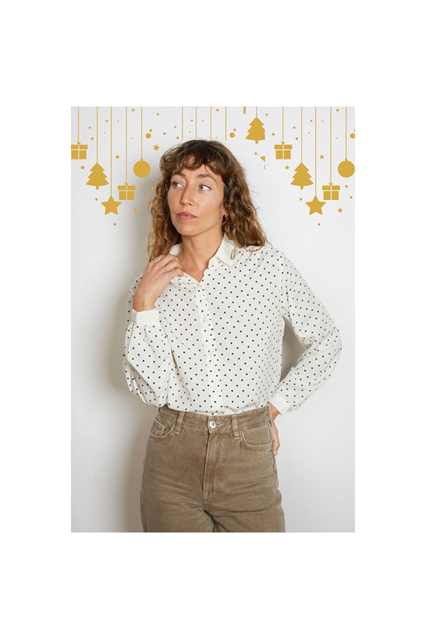 Camisa vintage blanca lunares negros - Ropa mujer SusiSweetdress