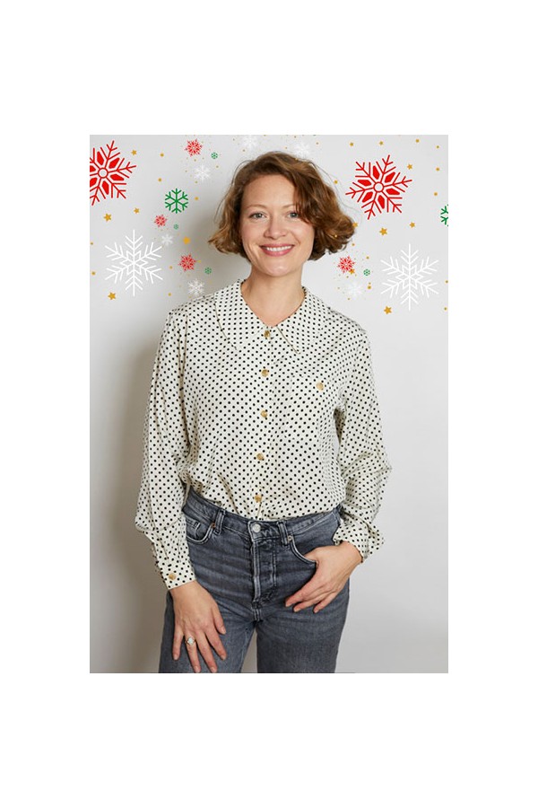 Camisa vintage blanca lunares negros - Ropa mujer SusiSweetdress