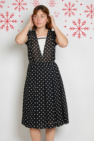 Vestido vintage negro lunares blancos - Ropa mujer vintage SusiSweetdress