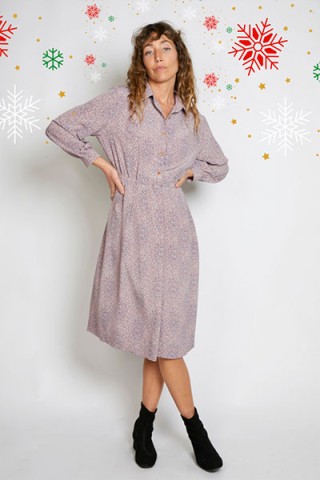 Vestido vintage rosa palo estampado floreado - Ropa mujer vintage SusiSweetdress