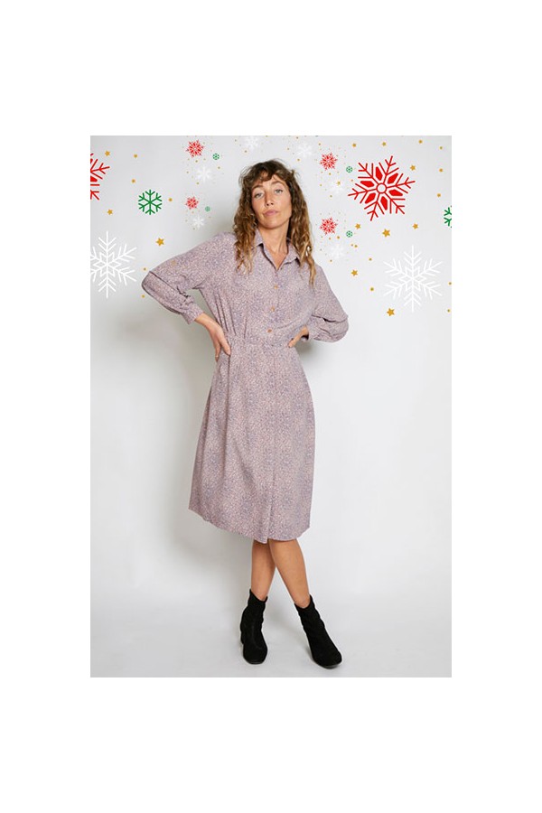 Vestido vintage rosa palo estampado floreado - Ropa mujer vintage SusiSweetdress