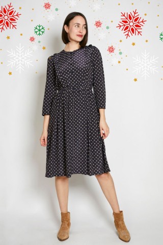 Vestido vintage negro lunares beige - Ropa mujer vintage SusiSweetdress