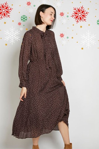 Vestido vintage marrón lunares blancos - Ropa mujer vintage SusiSweetdress