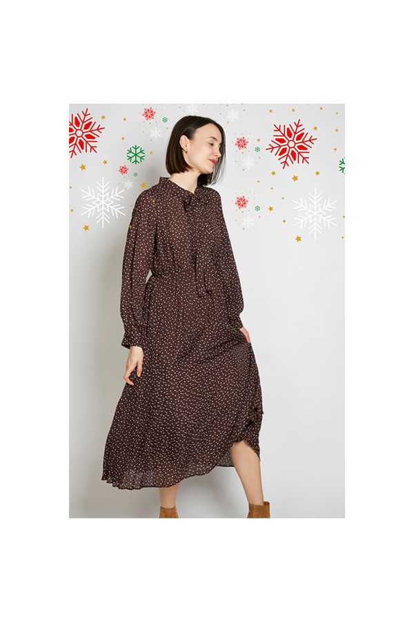 Vestido vintage marrón lunares blancos - Ropa mujer vintage SusiSweetdress