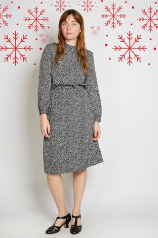 Vestido vintage negro flores blancas - Ropa mujer vintage SusiSweetdress