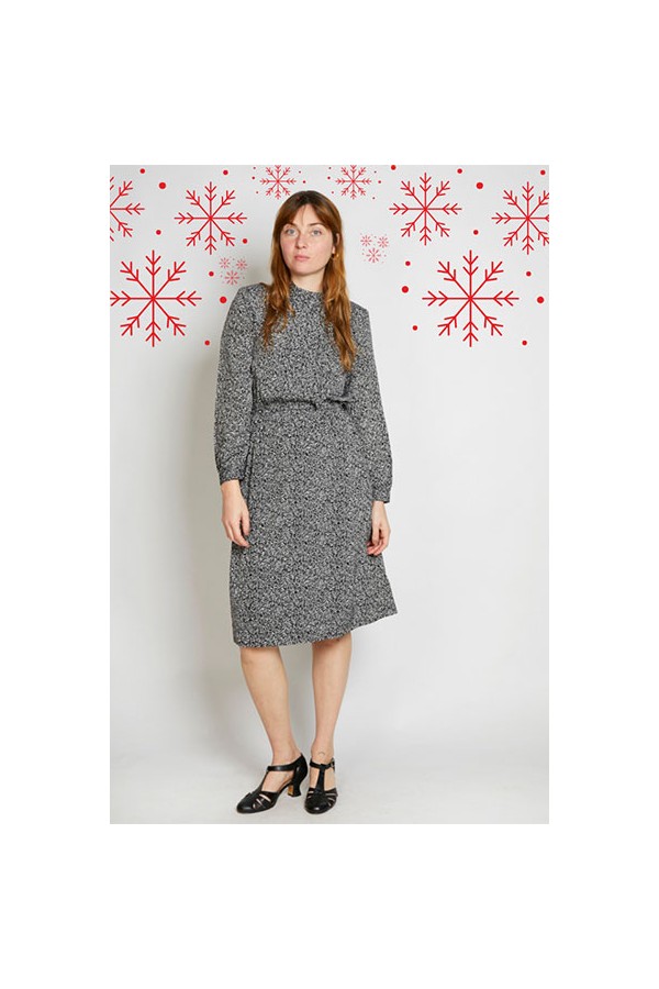 Vestido vintage negro flores blancas - Ropa mujer vintage SusiSweetdress