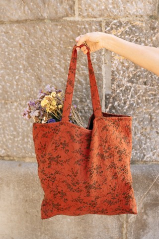 Bolsa anaranjada con estampado floral- Complementos SusiSweetdress