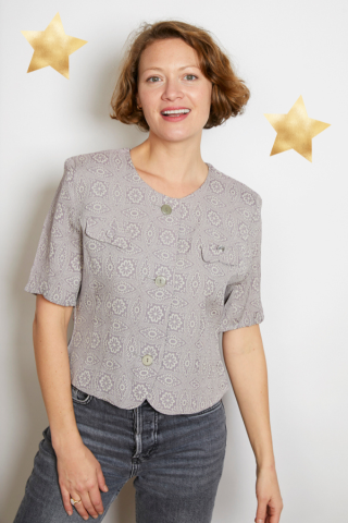 Camisa vintage lila flores blanco roto - Ropa mujer SusiSweetdress