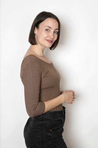 camiseta básica marrón maga francesa- Ropa SusiSweetdress