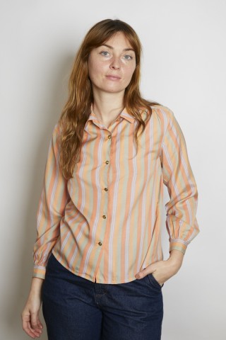 Camisa vintage salmón rayas - Ropa mujer SusiSweetdress