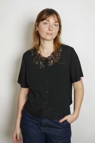 Camisa vintage negra encaje- Ropa mujer SusiSweetdress