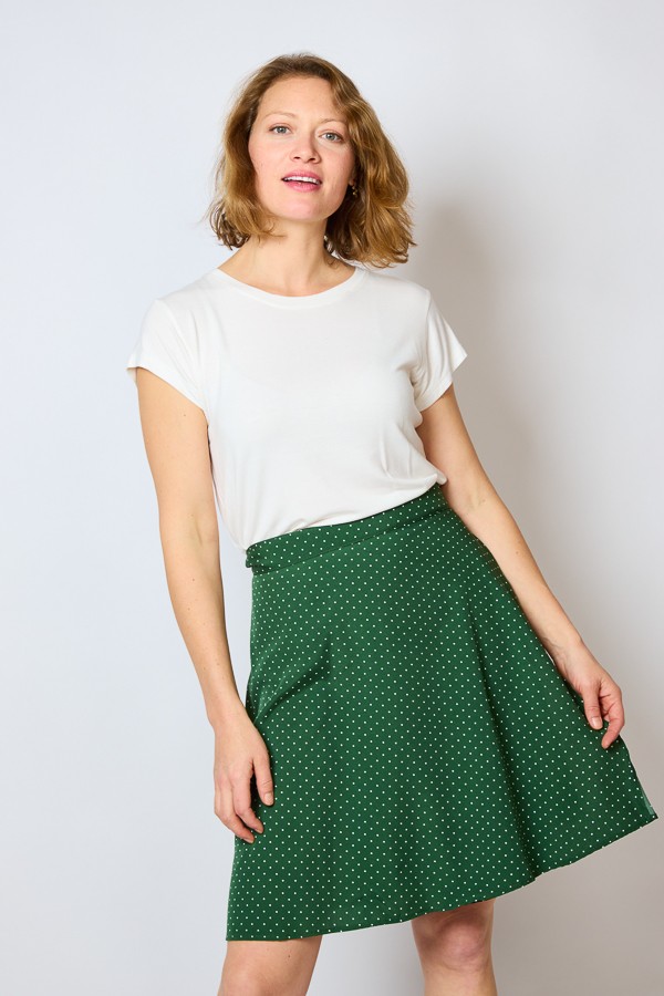 Falda cruzada mini verde con puntitos blancos- Ropa mujer SusiSweetdress