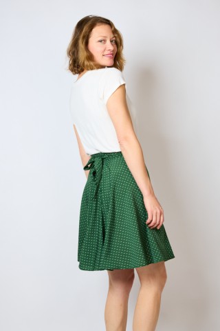 Falda cruzada mini verde con puntitos blancos- Ropa mujer SusiSweetdress