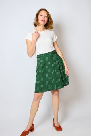 Falda cruzada mini verde con puntitos blancos- Ropa mujer SusiSweetdress