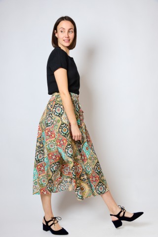 Falda maxi larga estampado geométricas de colores con bolsillos- Ropa mujer SusiSweetdress