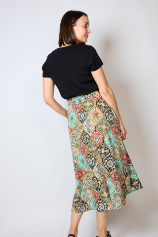 Falda maxi larga estampado geométricas de colores con bolsillos- Ropa mujer SusiSweetdress