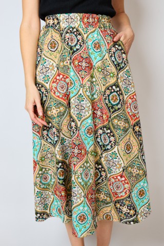 Falda maxi larga estampado geométricas de colores con bolsillos- Ropa mujer SusiSweetdress