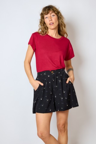 Shorts negro con flores beis- Ropa mujer SusiSweetdress